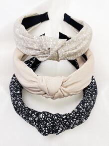 3入組女士碎花圖案結飾波西米亞髮箍適用於頭髮裝飾用品 - 彩色 - 查看 1