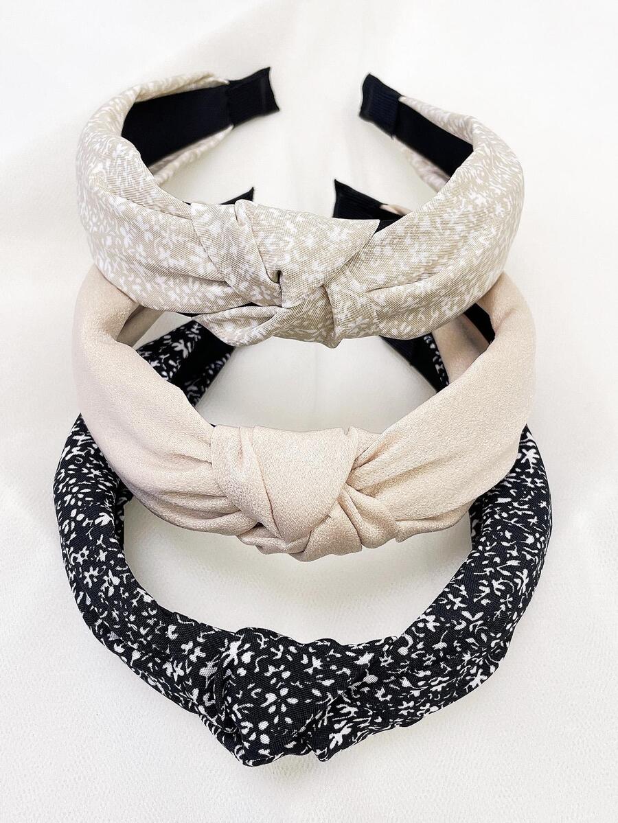 3入組女士碎花圖案結飾波西米亞髮箍適用於頭髮裝飾用品 - 彩色 - 查看 1