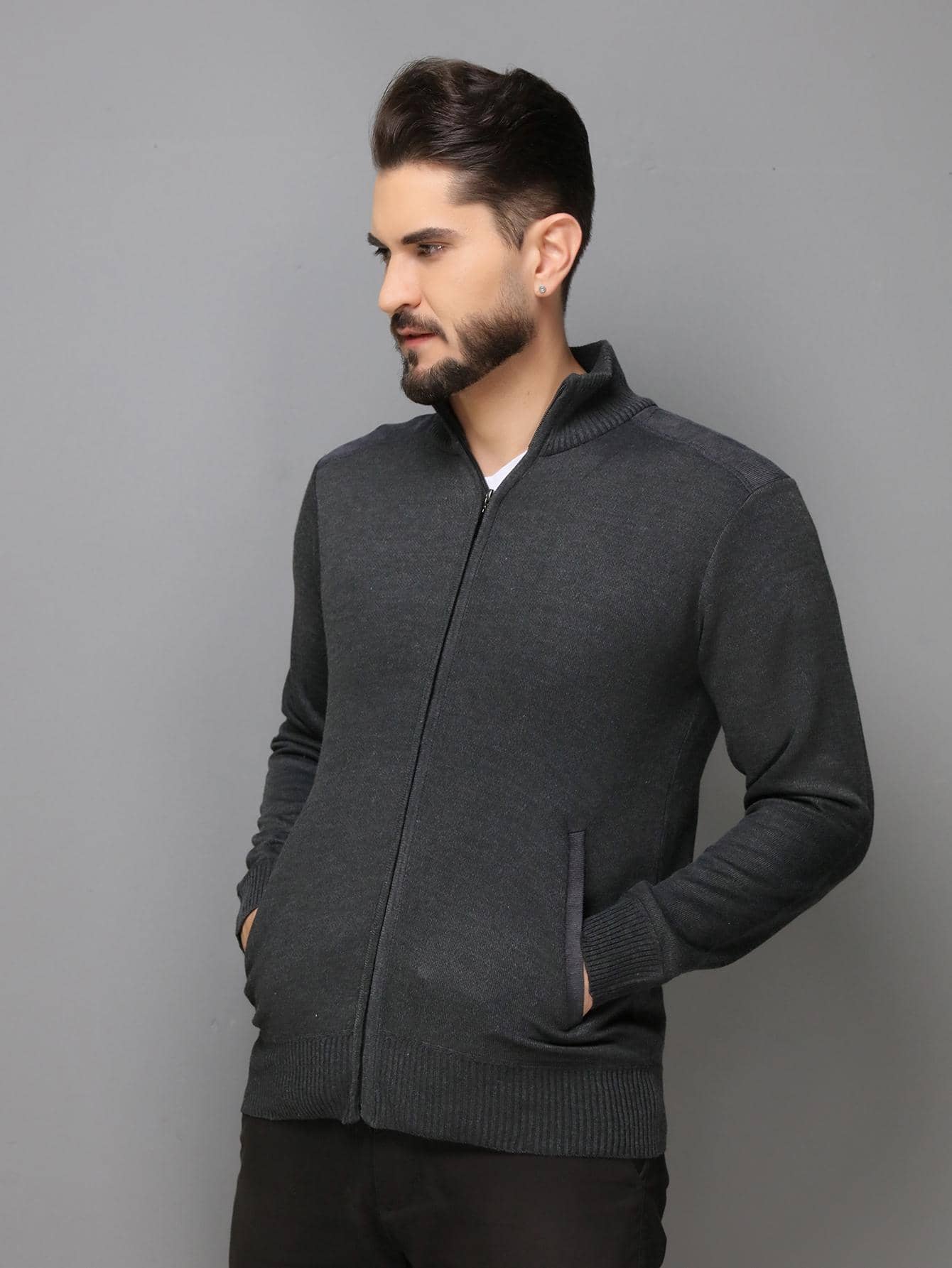 Men Sweaters - 深灰色 - 查看 1