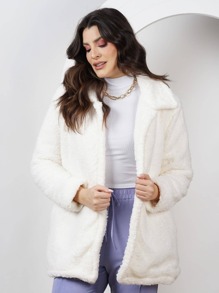 Women Faux Fur Coats - Blanco - Ver 1