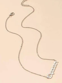 1入組不鏽鋼星座宇宙星空系列英文字母吊墜項鍊 - 銀色 - 查看 3