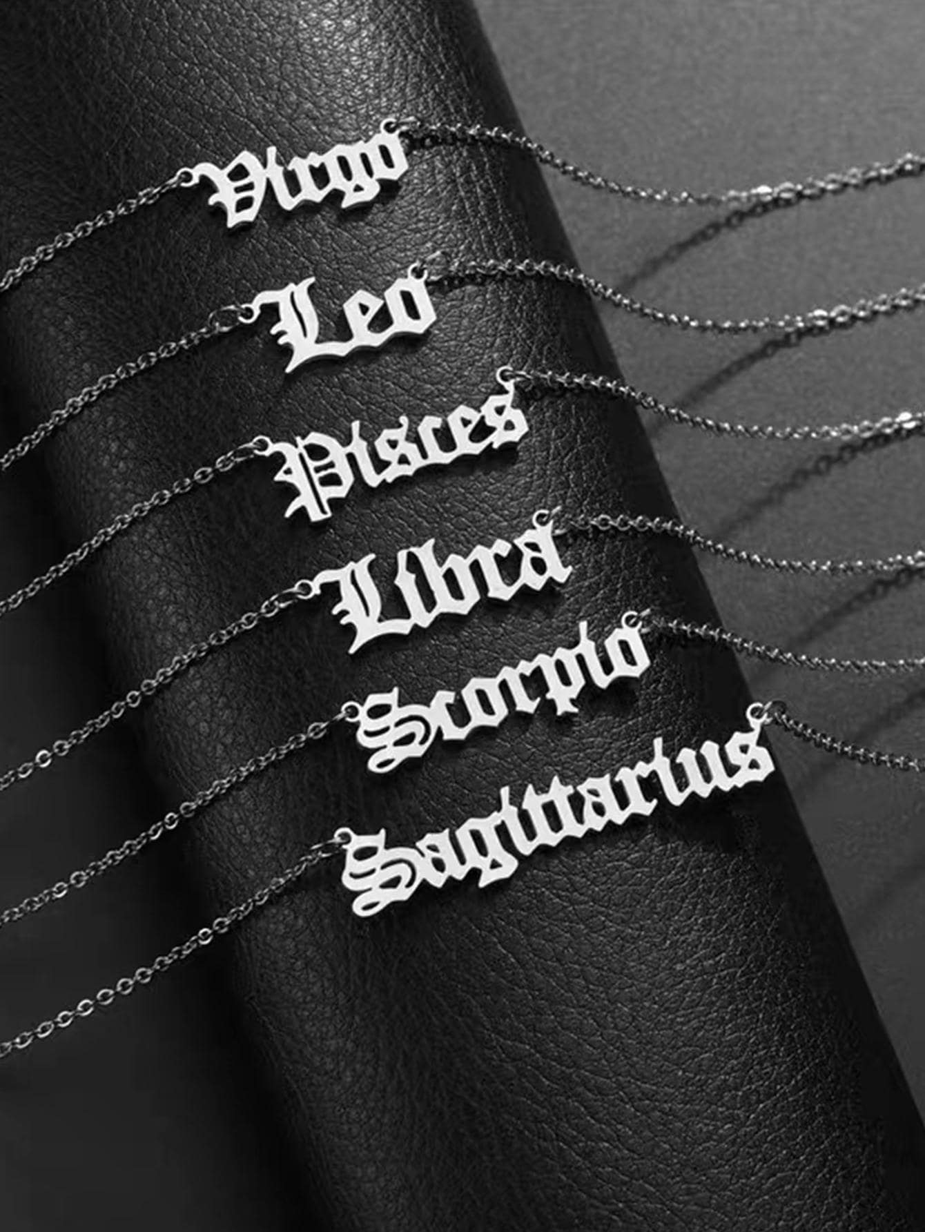 1入組不鏽鋼星座宇宙星空系列英文字母吊墜項鍊 - 銀色 - 查看 1