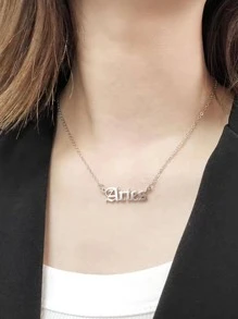 1入組不鏽鋼星座宇宙星空系列英文字母吊墜項鍊 - 銀色 - 查看 2