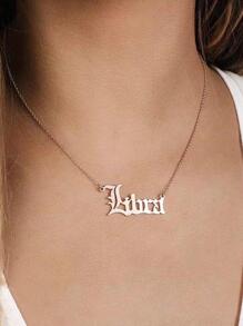 1入組不鏽鋼星座宇宙星空系列英文字母吊墜項鍊 - 銀色 - 查看 4