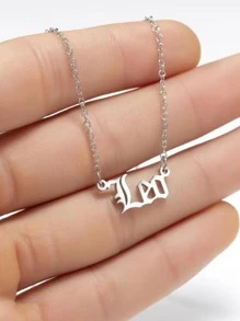 1入組不鏽鋼星座宇宙星空系列英文字母吊墜項鍊 - 銀色 - 查看 5