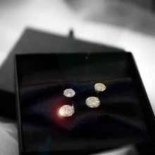 方晶鋯石裝飾耳釘 - 金色 - 查看 2