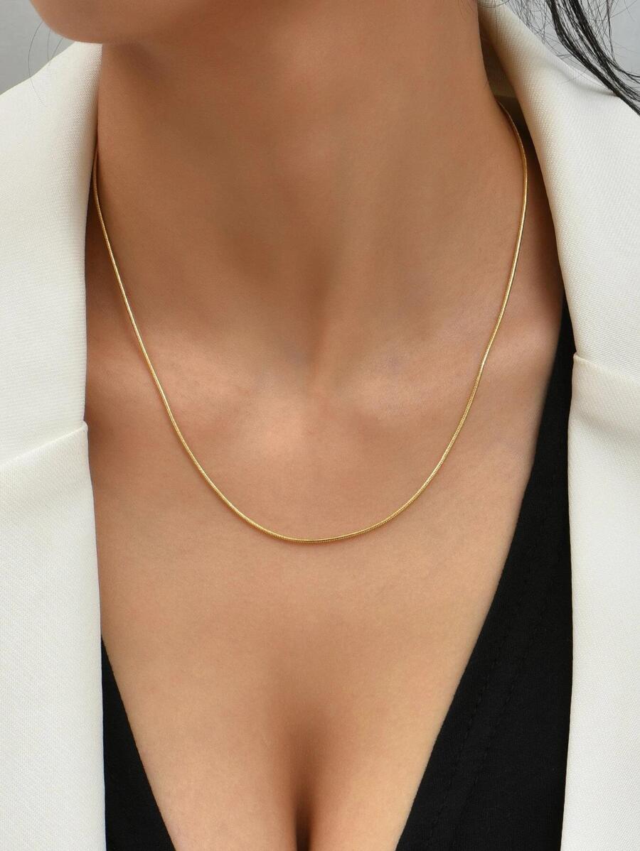 Minimalist Chain Necklace - Yellow Gold - View 1