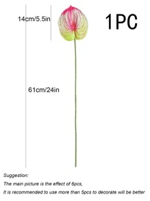 1 件/3 件/5 件豪华长 61 厘米/24 英寸假红棕榈叶软橡胶 3D 印花逼真红棕榈，摄影道具，插花材料，绿植，情人节，礼物