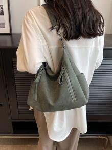極簡流浪包綠色PU皮革