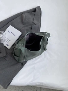 極簡流浪包綠色PU皮革