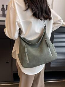 極簡流浪包綠色PU皮革