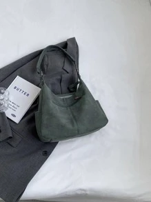 極簡流浪包綠色PU皮革