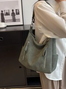 極簡流浪包綠色PU皮革