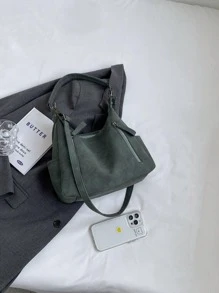 極簡流浪包綠色PU皮革