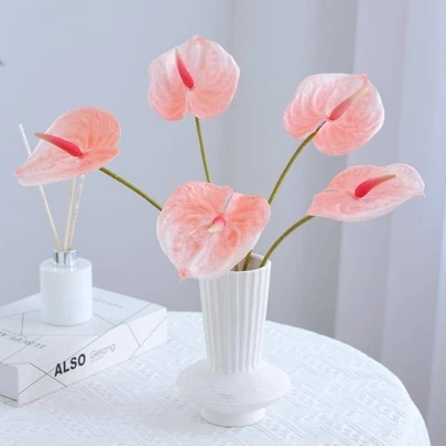 1 件/3 件/5 件豪华长 61 厘米/24 英寸假红棕榈叶软橡胶 3D 印花逼真红棕榈，摄影道具，插花材料，绿植，情人节，礼物