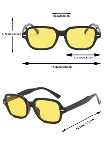 Kính thời trang vuông mới 2023, thiết kế cổ điển và hợp thời trang, phù hợp cho kỳ nghỉ ở bãi biển, biệt thự trên núi, chuyến đi ngoài trời, mua sắm trong thành phố, chụp ảnh đường phố, v.v. - Màu vàng - Xem 5