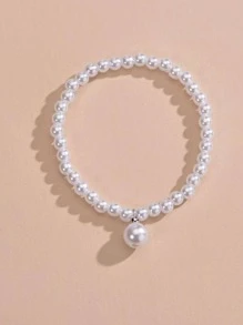 Vòng chân đính cườm giả ngọc trai - trắng - Xem 2