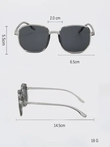 1 副男女通用 PC 几何灰色装饰时尚眼镜 - 灰色 - 查看 4