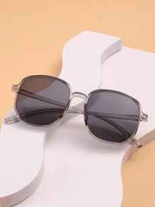 1 副男女通用 PC 几何灰色装饰时尚眼镜 - 灰色 - 查看 1