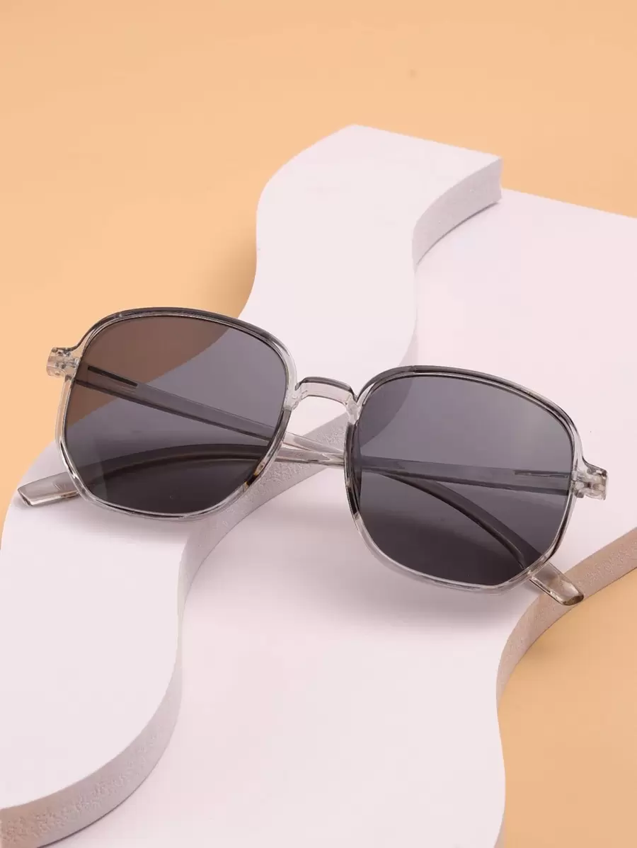 1 副男女通用 PC 几何灰色装饰时尚眼镜 - 灰色 - 查看 1