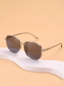 1 副男女通用 PC 几何灰色装饰时尚眼镜 - 灰色 - 查看 2