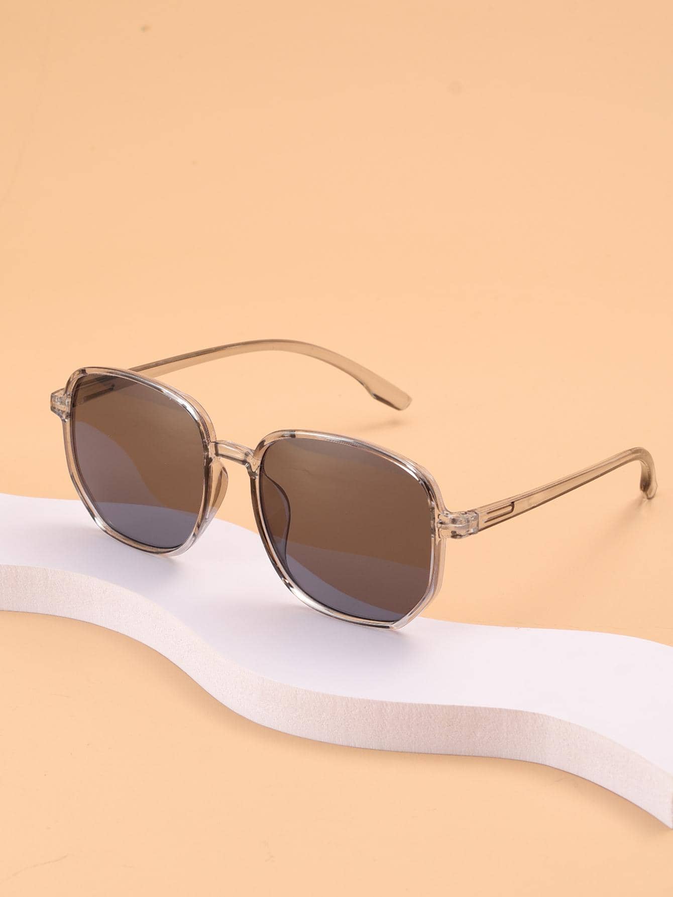 1 副男女通用 PC 几何灰色装饰时尚眼镜 - 灰色 - 查看 2