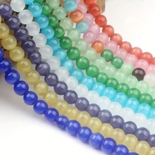 15英吋天然月光石貓眼石圓形散珠間隔珠，適用於製作珠寶DIY手鍊項鍊，尺寸有4/6/8/10/12毫米 - 寶藍色 - 查看 8