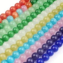 天然月光石貓眼石圓形散珠夾縫珠，適用於DIY手鍊項鍊15英寸4/6/8/10/12mm - 紅色 - 查看 6