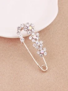 Women Rhinestone Flower Decor Glamorous Scarf Pin For Daily Life Elegant Accessories Women Brooch - Gold - View 2