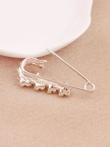 Women Rhinestone Flower Decor Glamorous Scarf Pin For Daily Life Elegant Accessories Women Brooch - Gold - View 3