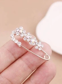 Women Rhinestone Flower Decor Glamorous Scarf Pin For Daily Life Elegant Accessories Women Brooch - Gold - View 1