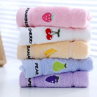 5pcs Fruit Embroidered Towel Set Home Bathroom Decor Back To School Shower Towels For Beauty Salon, Hotel Sports,Home Essentials, Towel, Skin Care