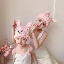 1pc Cartoon Hair Drying Cap Home Bathroom Decor Back To School Hair Bonnet Shower Towels For Beauty Salon, Hotel Sports,Home Essentials, Towel, Skin Care