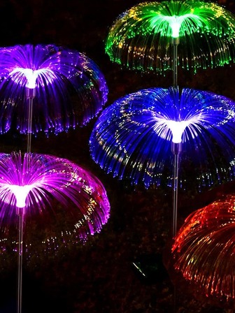 2 件套塑料草坪灯，现代水母灯，适用于户外、小路、庭院、露台的户外花园照明