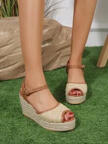 Dép quai ngang mắt cá chân Espadrille dành cho nữ - màu nâu - Xem 3