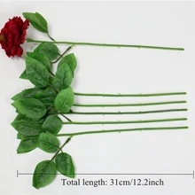 10/20/30/40 件印花绿色铁丝花茎，花店花束包装材料，家居装饰人造花茎 - 綠色 - 查看 3