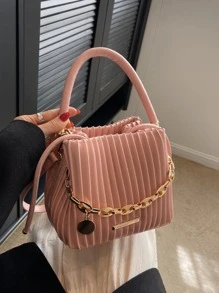 CONTAINEVERY mini con cadena fruncido barril Bolso con Accesorios