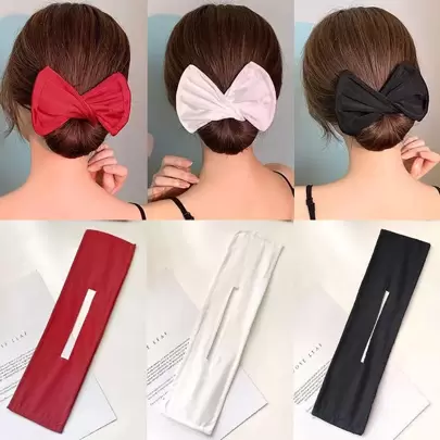 3件套纯色发圈，可爱情人节发带，头巾发箍，吸汗带，蝴蝶结配饰，适合上学、大学、秋冬季节，女士度假装扮必备，优雅围巾，柔软头巾，情人节礼物