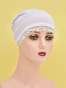 Contrast Lace Headwrap - White - View 1
