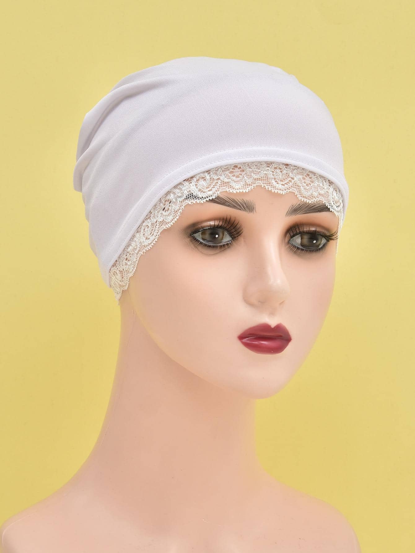 Contrast Lace Headwrap - White - View 1