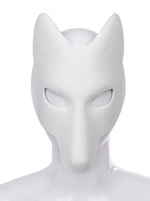 1pc Unisex Solid Fox Design Fashion Costume Face Shield For Party - White - View 1