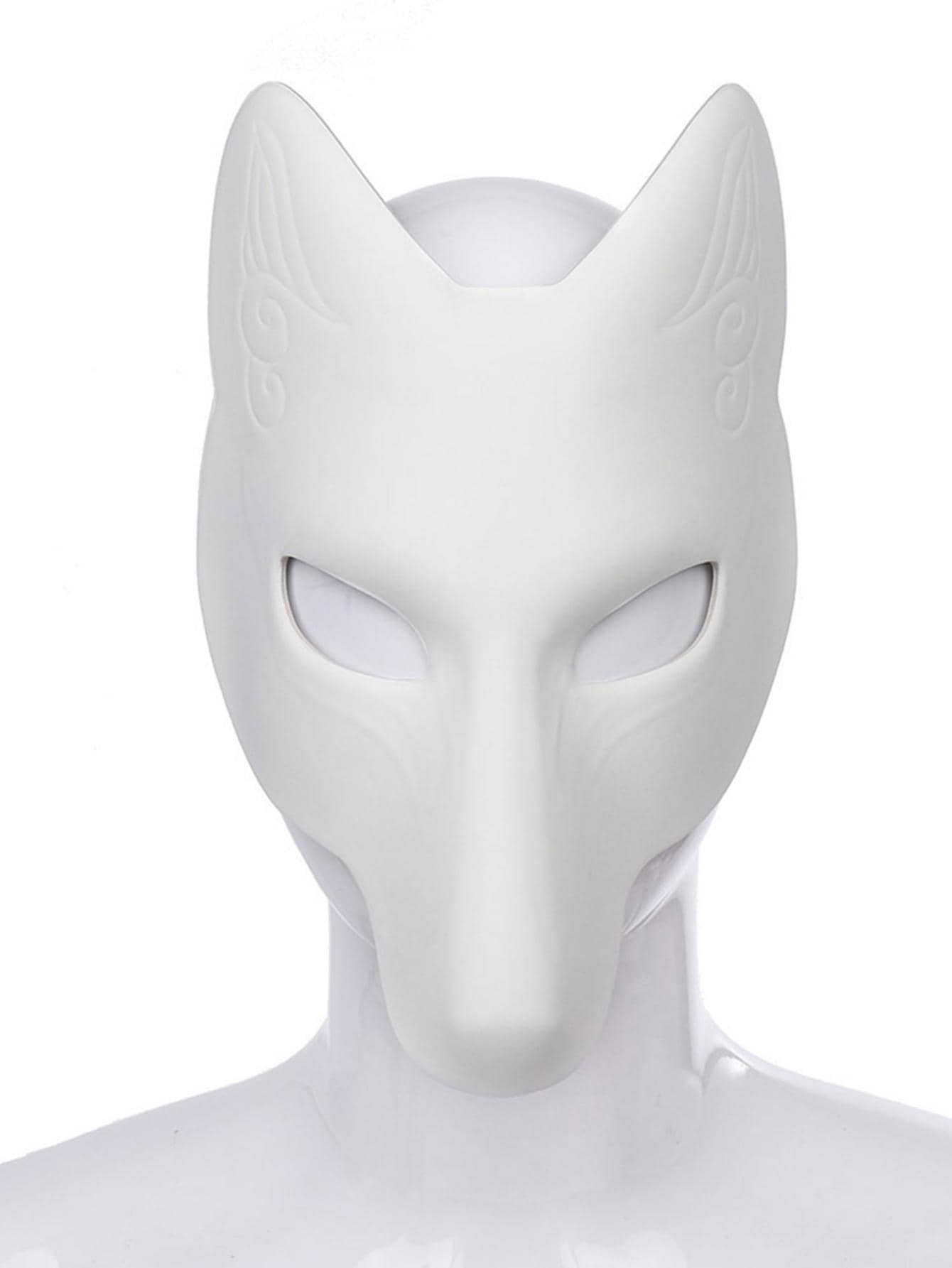 1pc Unisex Solid Fox Design Fashion Costume Face Shield For Party - White - View 1