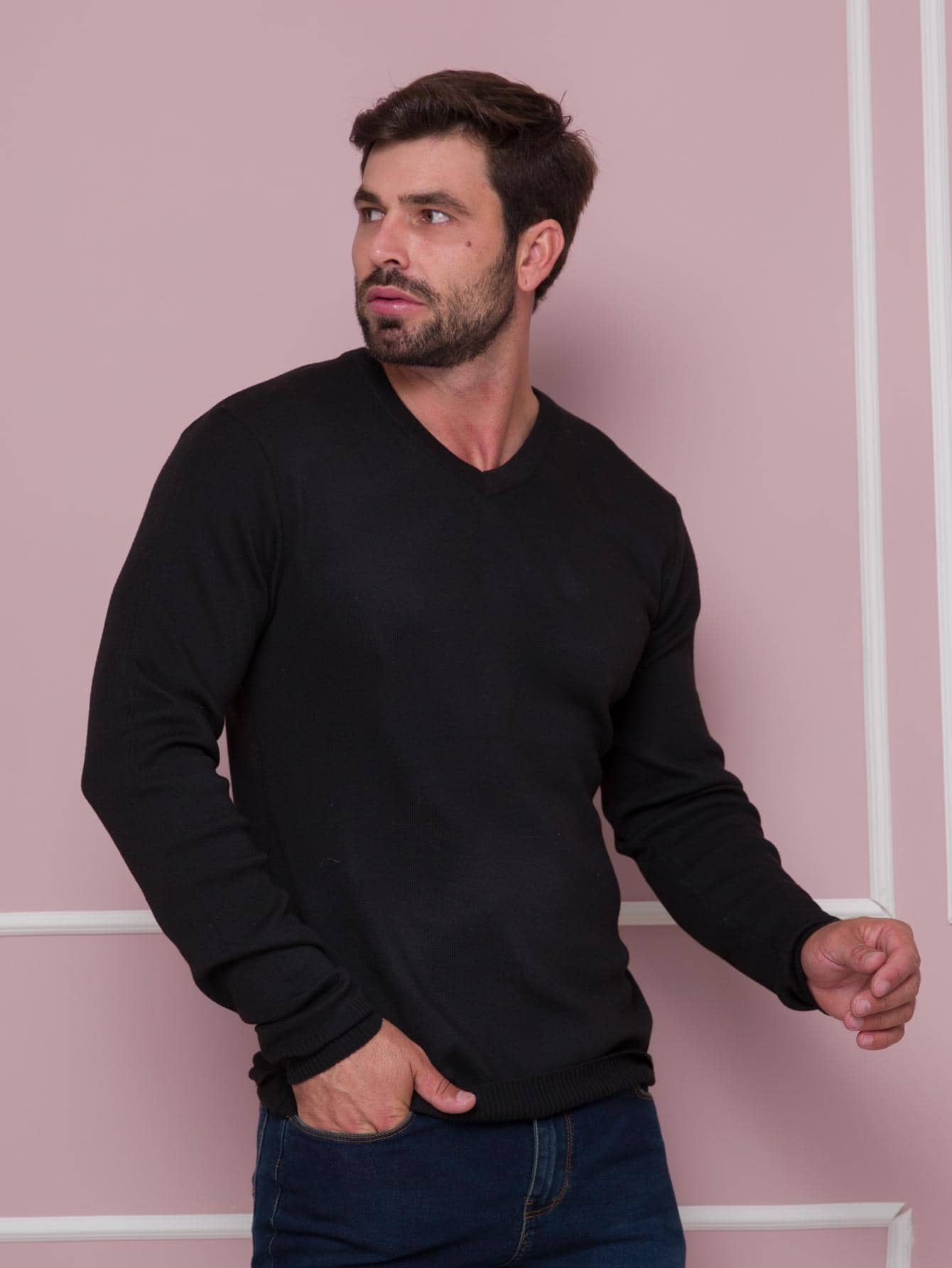 Men Sweaters - 黑色 - 查看 1