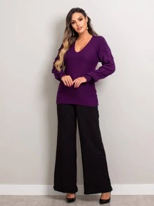 Women Knit Tops - 紫色 - 查看 2