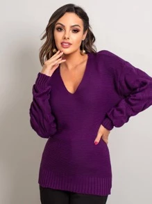 Women Knit Tops - 紫色 - 查看 4