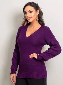 Women Knit Tops - 紫色 - 查看 6