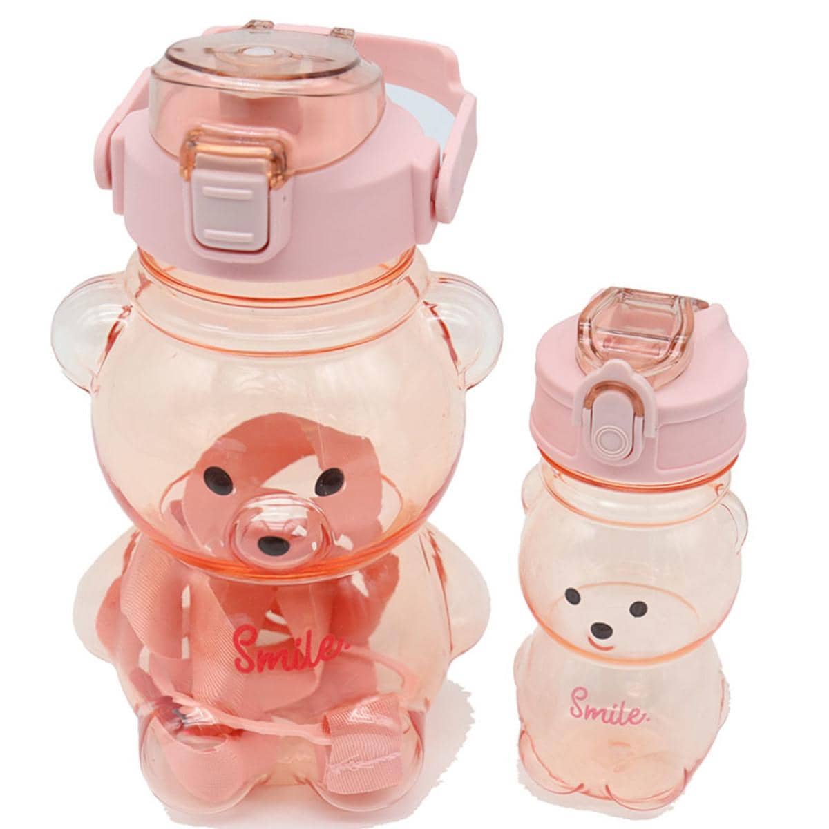 Dúo Termo Vaso Kawaii Oso Osito Con Sitckers - Rosa - Ver 1