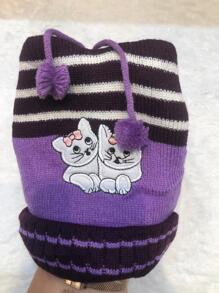 Touca infantil para o frio/ Touca de Frio de Gatinho / Touca infantil feminina - Roxo - Visão 1