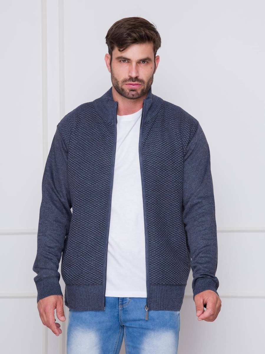 Men Cardigans - 藍色 - 查看 1