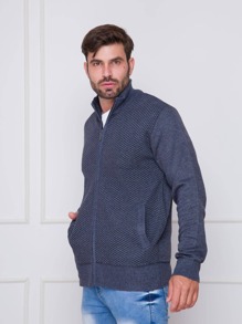 Men Cardigans - 藍色 - 查看 3